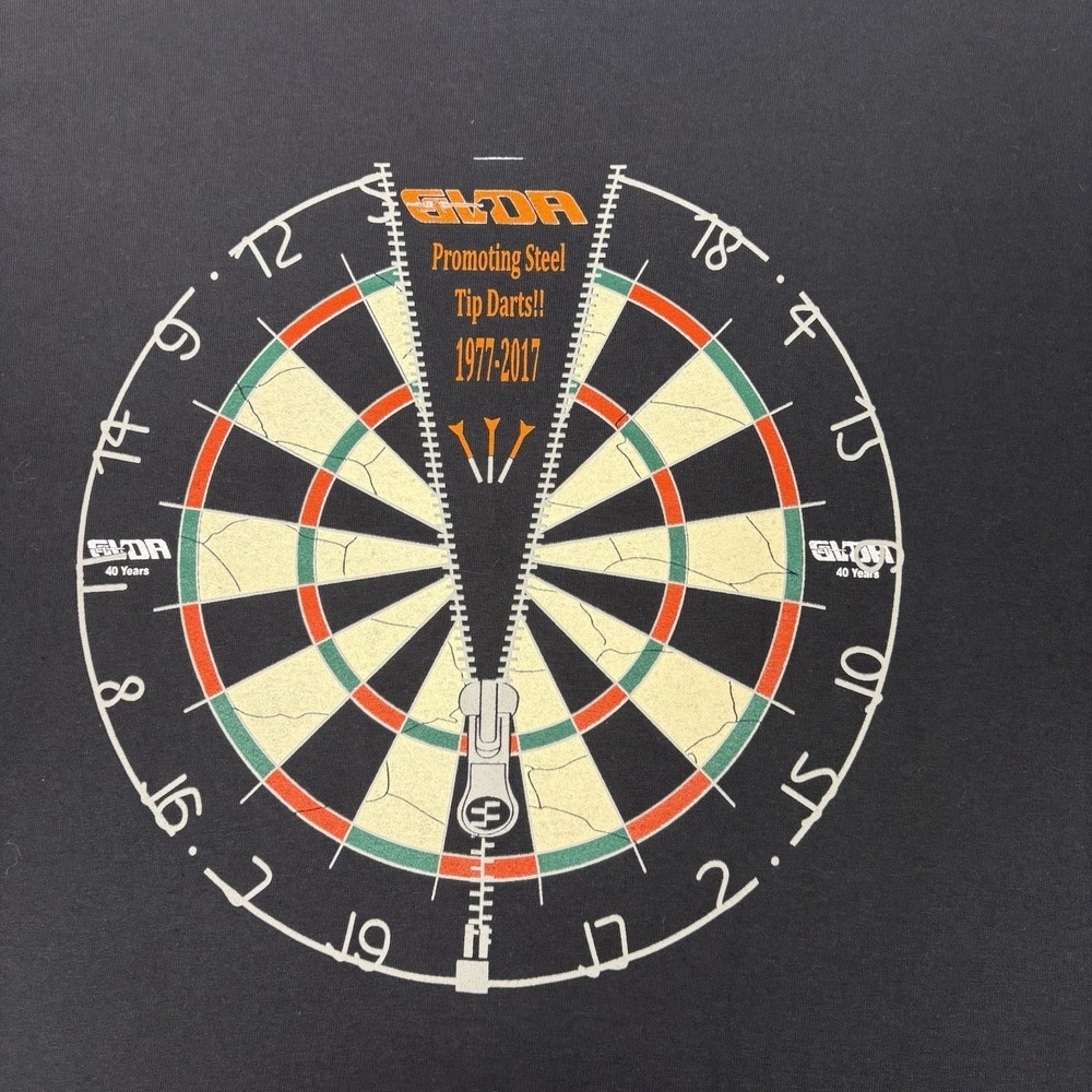 Vintage Style GVDA Darts Shirt Large Black Steel Tip Dartboard Tee Blokecore Bar - Picture 3 of 12